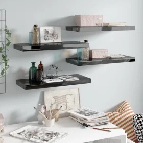 Floating wall shelf 4 pcs glossy black MDF 60x23.5x3.8 cm by vidaXL, Shelves and shelves - Ref: Foro24-323771, Price: 51,46 €...