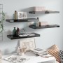 Estante flotante de pared 4 uds MDF negro brillo 60x23,5x3,8 cm
