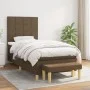 Cama box spring con colchón tela marrón oscuro 100x200 cm de , Camas y somieres - Ref: Foro24-3137136, Precio: 393,46 €, Desc...