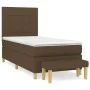 Cama box spring con colchón tela marrón oscuro 100x200 cm de , Camas y somieres - Ref: Foro24-3137136, Precio: 393,46 €, Desc...