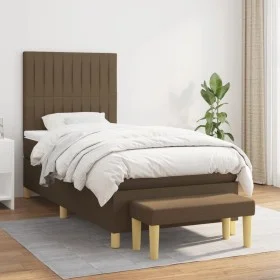 Box spring bed with dark brown fabric mattress 80x200 cm by , Beds and slatted bases - Ref: Foro24-3137272, Price: 353,60 €, ...