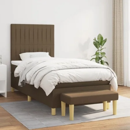 Box spring bed with dark brown fabric mattress 80x200 cm by , Beds and slatted bases - Ref: Foro24-3137272, Price: 353,60 €, ...