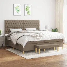 Box spring bed with gray taupe fabric mattress 200x200 cm by , Beds and slatted bases - Ref: Foro24-3137425, Price: 871,14 €,...