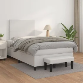 Box spring bed with white synthetic leather mattress 120x200 cm by , Beds and slatted bases - Ref: Foro24-3137534, Price: 446...