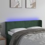 Cabecero con LED de terciopelo verde oscuro 147x16x78/88 cm