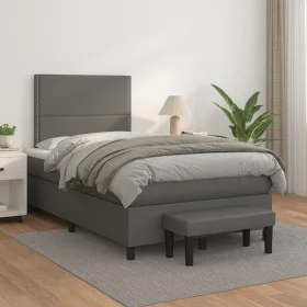 Box spring bed with gray synthetic leather mattress 120x200 cm by , Beds and slatted bases - Ref: Foro24-3137597, Price: 448,...