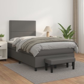 Boxspringbett mit Kunstleder-Matratze in Grau, 120x200 cm. von , Betten und Lattenroste - Ref: Foro24-3137597, Preis: 440,78 ...