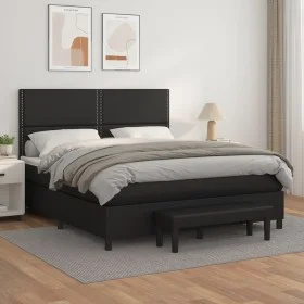 Box spring bed with black synthetic leather mattress 160x200 cm by , Beds and slatted bases - Ref: Foro24-3137611, Price: 605...
