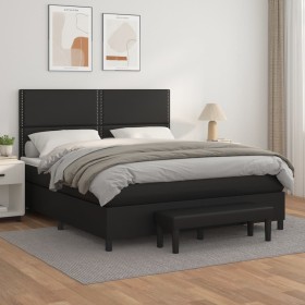 Cama box spring con colchón cuero sintético negro 160x200 cm de , Camas y somieres - Ref: Foro24-3137611, Precio: 617,31 €, D...