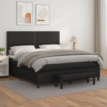 Box spring bed with black synthetic leather mattress 160x200 cm by , Beds and slatted bases - Ref: Foro24-3137611, Price: 605...