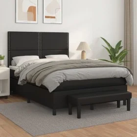 Box spring bed with black synthetic leather mattress 140x200cm by , Beds and slatted bases - Ref: Foro24-3137605, Price: 519,...
