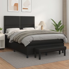 Boxspringbett mit schwarzer Kunstleder-Matratze 140x200cm. von , Betten und Lattenroste - Ref: Foro24-3137605, Preis: 526,81 ...