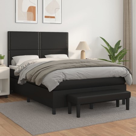 Boxspringbett mit schwarzer Kunstleder-Matratze 140x200cm. von , Betten und Lattenroste - Ref: Foro24-3137605, Preis: 526,81 ...