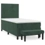 Box spring bed with dark green velvet mattress 90x190 cm by , Beds and slatted bases - Ref: Foro24-3137698, Price: 354,03 €, ...