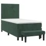 Box spring bed with dark green velvet mattress 90x190 cm by , Beds and slatted bases - Ref: Foro24-3137698, Price: 354,03 €, ...