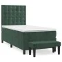 Box spring bed with dark green velvet mattress 90x190 cm by , Beds and slatted bases - Ref: Foro24-3138058, Price: 345,37 €, ...