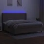 Boxspring-Bett, Matratze und LED-Lichter in grauem Taupe-Stoff, 200x200 cm. von , Betten und Lattenroste - Ref: Foro24-313826...