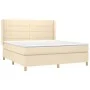 Box spring bed with mattress and LED lights, cream fabric, 180x200 cm. by , Beds and slatted bases - Ref: Foro24-3138898, Pri...