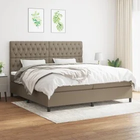Box spring bed with gray taupe fabric mattress 200x200 cm by , Beds and slatted bases - Ref: Foro24-3142045, Price: 744,27 €,...