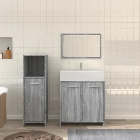 3-piece bathroom furniture set made of gray Sonoma plywood by , Bathroom furniture - Ref: Foro24-3154407, Price: 95,01 €, Dis...