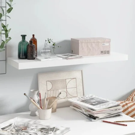 Floating wall shelf glossy white MDF 80x23.5x3.8 cm by vidaXL, Shelves and shelves - Ref: Foro24-323751, Price: 25,70 €, Disc...