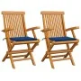 2 Stk. Gartenstühle aus Teakholz mit königsblauen Kissen von , Gartenstühle - Ref: Foro24-3062497, Preis: 184,79 €, Rabatt: %