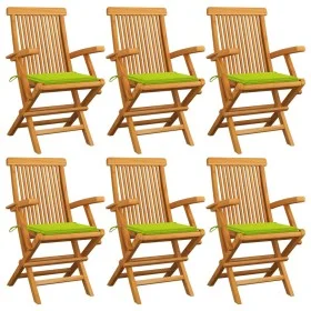 Gartenstühle 6 Stück Teakholz mit hellgrünen Kissen von , Gartenstühle - Ref: Foro24-3062552, Preis: 462,99 €, Rabatt: %