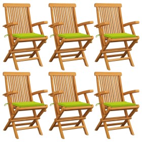 Gartenstühle 6 Stück Teakholz mit hellgrünen Kissen von , Gartenstühle - Ref: Foro24-3062552, Preis: 471,49 €, Rabatt: %