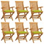 Gartenstühle 6 Stück Teakholz mit hellgrünen Kissen von , Gartenstühle - Ref: Foro24-3062552, Preis: 471,49 €, Rabatt: %