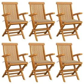 Gartenstühle 6 Stk. massives Teakholz mit beigen Kissen von , Gartenstühle - Ref: Foro24-3062544, Preis: 464,70 €, Rabatt: %