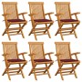 Gartenstühle 6 Stück Teakholz mit roten Kissen von , Gartenstühle - Ref: Foro24-3062550, Preis: 436,76 €, Rabatt: %