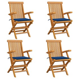 Garden chairs 4 pcs teak wood with royal blue cushions by , Garden chairs - Ref: Foro24-3065627, Price: 395,28 €, Discount: %