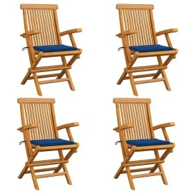 Garden chairs 4 pcs teak wood with royal blue cushions by , Garden chairs - Ref: Foro24-3065627, Price: 365,63 €, Discount: %