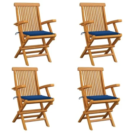 Garden chairs 4 pcs teak wood with royal blue cushions by , Garden chairs - Ref: Foro24-3065627, Price: 386,44 €, Discount: %