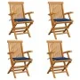 Garden chairs 4 pcs teak wood with royal blue cushions by , Garden chairs - Ref: Foro24-3065627, Price: 386,44 €, Discount: %