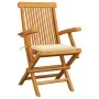 Sillas de jardín 4 uds madera teca con cojines color crema de , Sillas de jardín - Ref: Foro24-3065619, Precio: 354,09 €, Des...