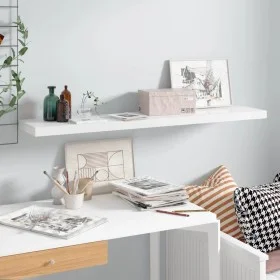 Bright white glossy MDF floating wall shelf 120x23.5x3.8 cm by vidaXL, Shelves and shelves - Ref: Foro24-323757, Price: 31,46...