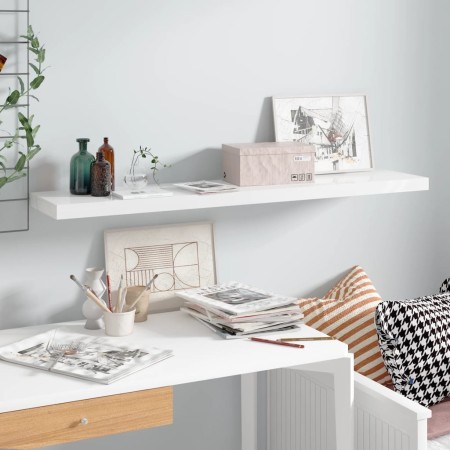 Bright white glossy MDF floating wall shelf 120x23.5x3.8 cm by vidaXL, Shelves and shelves - Ref: Foro24-323757, Price: 32,02...