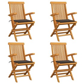 Garden chairs 4 units teak wood with taupe gray cushions by , Garden chairs - Ref: Foro24-3065625, Price: 386,14 €, Discount: %