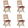 Folding garden chairs 4 units and solid acacia wood cushions by , Garden chairs - Ref: Foro24-3064680, Price: 213,75 €, Disco...