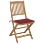 Folding garden chairs 4 units and solid acacia wood cushions by , Garden chairs - Ref: Foro24-3064680, Price: 213,75 €, Disco...
