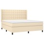Cama box spring colchón y luces LED tela crema 160x200 cm de , Camas y somieres - Ref: Foro24-3138650, Precio: 608,68 €, Desc...