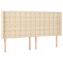 Cama box spring colchón y luces LED tela crema 160x200 cm de , Camas y somieres - Ref: Foro24-3138650, Precio: 608,68 €, Desc...