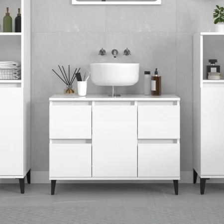 Sperrholz Waschbecken Schrank glänzend weiß 80x33x60cm von , Badezimmerwaschtische - Ref: Foro24-821278, Preis: 106,30 €, Rab...