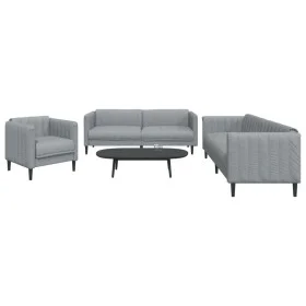Dreiteiliges Sofaset in hellem Grau aus Stoff. von , Sofas - Ref: Foro24-3209229, Preis: 636,07 €, Rabatt: %