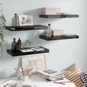 Floating wall shelf 4 pcs glossy black MDF 50x23x3.8 cm by vidaXL, Shelves and shelves - Ref: Foro24-323768, Price: 47,43 €, ...