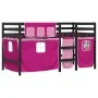Cama alta para niños con cortinas madera pino rosa 90x200 cm de , Camas y somieres - Ref: Foro24-3283825, Precio: 188,01 €, D...