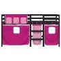Cama alta para niños con cortinas madera pino rosa 90x200 cm de , Camas y somieres - Ref: Foro24-3283825, Precio: 188,01 €, D...