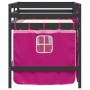 Cama alta para niños con cortinas madera pino rosa 90x200 cm