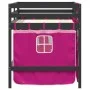 Hochbett für Kinder mit Vorhängen aus Pinienholz in Rosa, 90x200 cm. von , Betten und Lattenroste - Ref: Foro24-3283825, Prei...
